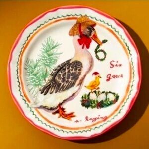 Nathalie Lete 12 days of Christmas plate 6 geese a laying